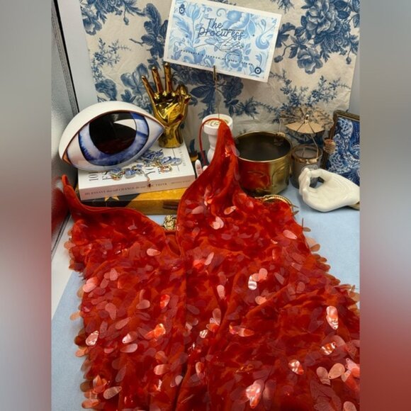 🆕 MISHA COLLECTION 🧿 NWOT Red Sapphire Sequins Maxi Dress, Sz L US 8 - Picture 2 of 13